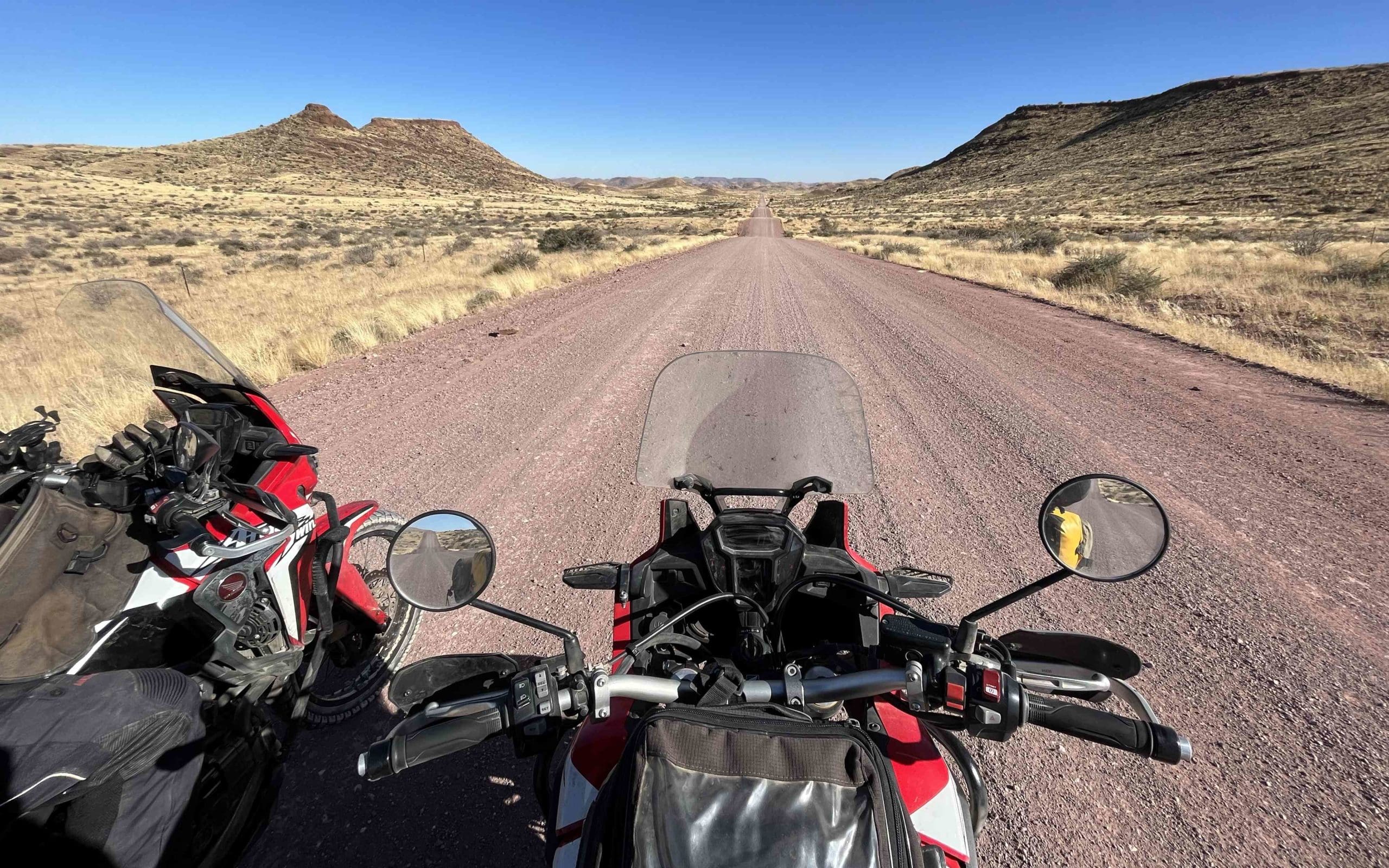 bikes and namibia landscape duwisib